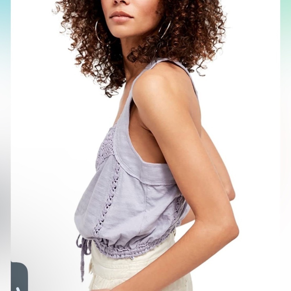 Free People Lilac Crochet Crop Top S NWT - Picture 2 of 2